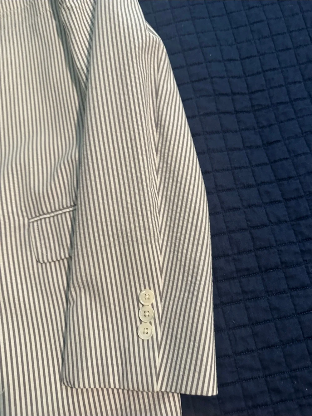Men's White & Navy Brooks Brothers Classic Seersucker Blazer, Regent Fit, 42R